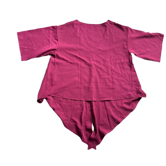 PLUS SIZE burgandy tie front top - Picture 2 of 3